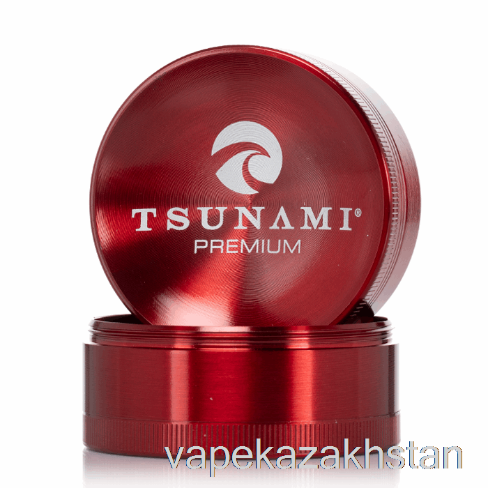 Vape Smoke Tsunami 2.4inch 4-Piece Sunken Top Grinder Red (63mm)